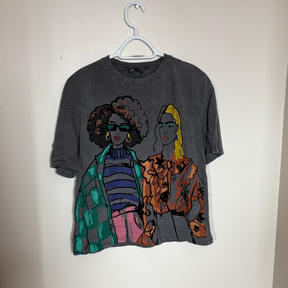 Zara Gray Casual T-Shirt
